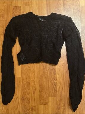 Urban Outfitters Sheer Black Cropped Knit Sweater